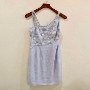 Vintage 90s one shoulder blue beaded dress size 6P